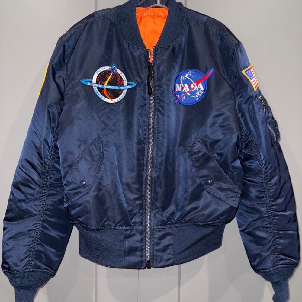 Alpha Industries MA-1 Reversible Bomber Jacket NASA 1000th Shuttle Mission M
